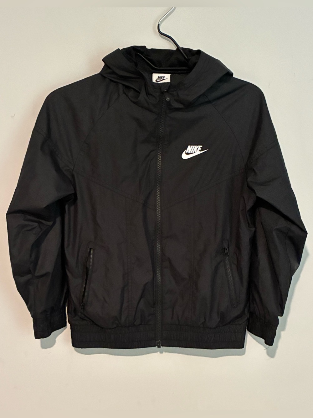 Nike Black Hooded Windbreaker Kids Size M